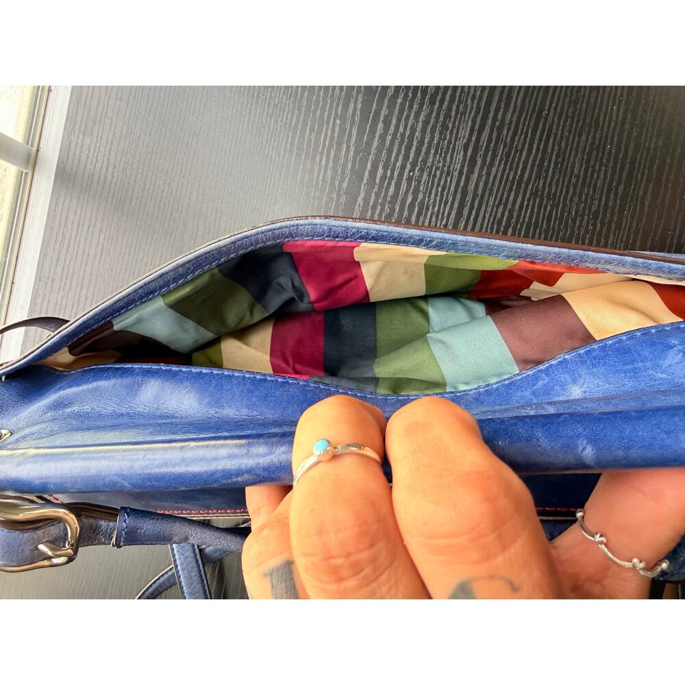 Coach Legacy Leather Turnlock Flap Shoulder Bag Blue Red Cream Crossbody Y2K Era - Picture 11 of 16